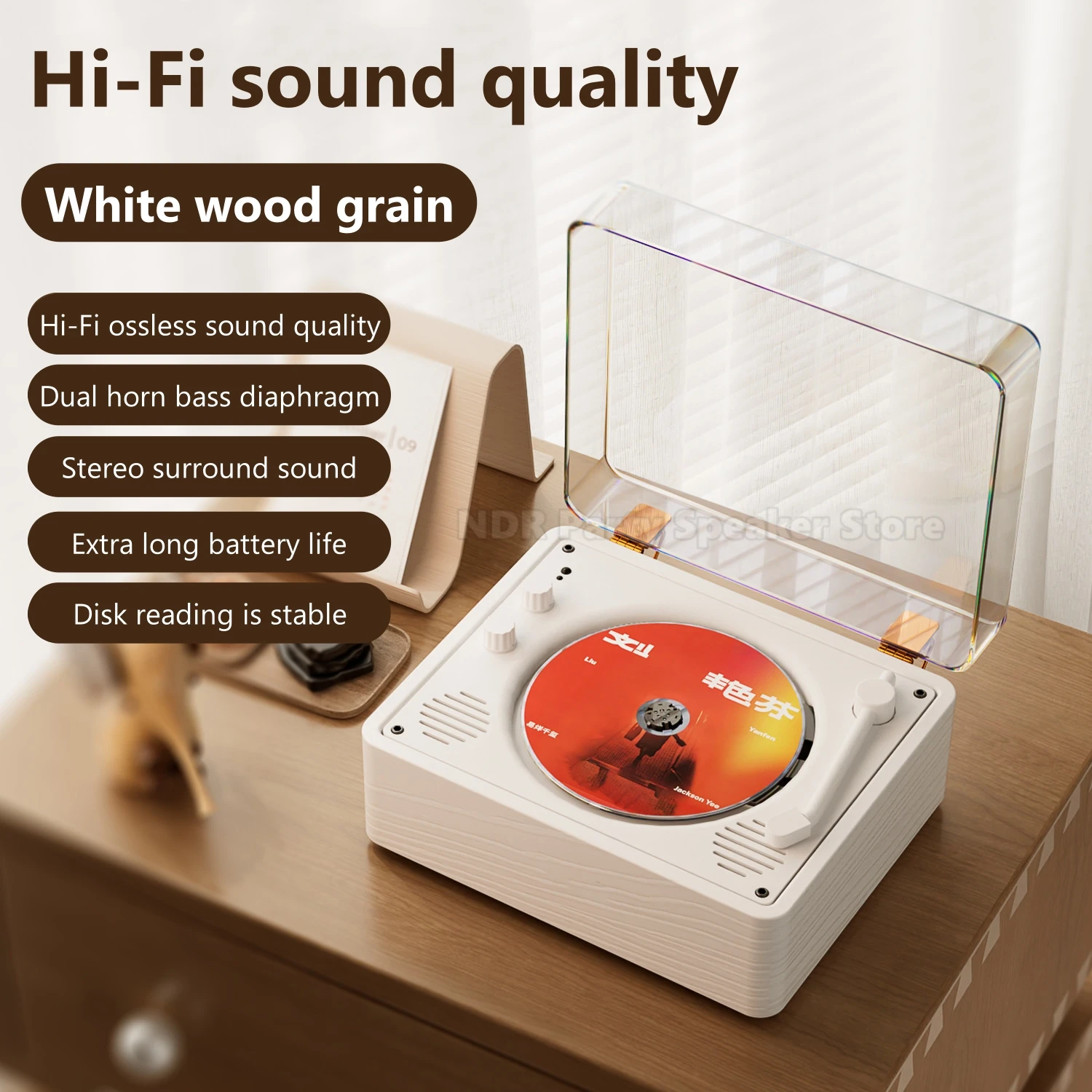 

Retro Cd Machine Audio Integrated Album Listening Player Bluetooth Speakers Vinyl Supports CD/Bluetooth/USB/rechargeable Version