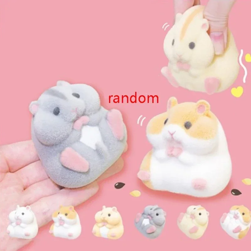 New Flocking Doll Cute hamster Children Plush Toy Capsule toys kawaii fatty milky hamster flocking plush dolls gashapon toys