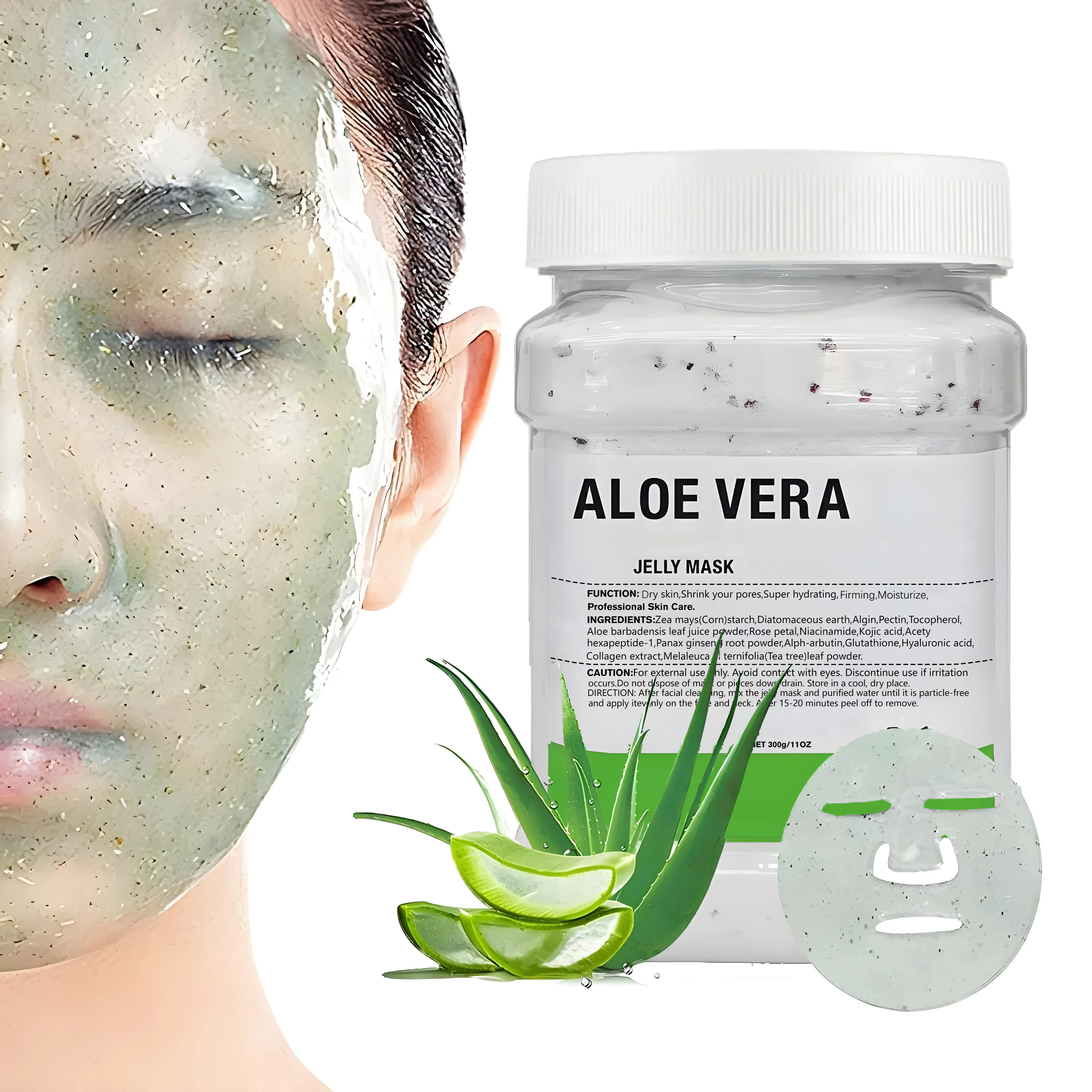 

Желейная маска для лица с алоэ вера, увлажняющая гелевая маска, увлажнение глубокой ухода за кожей, банка 11 унций, алоэ вера подходит для всех типов кожи