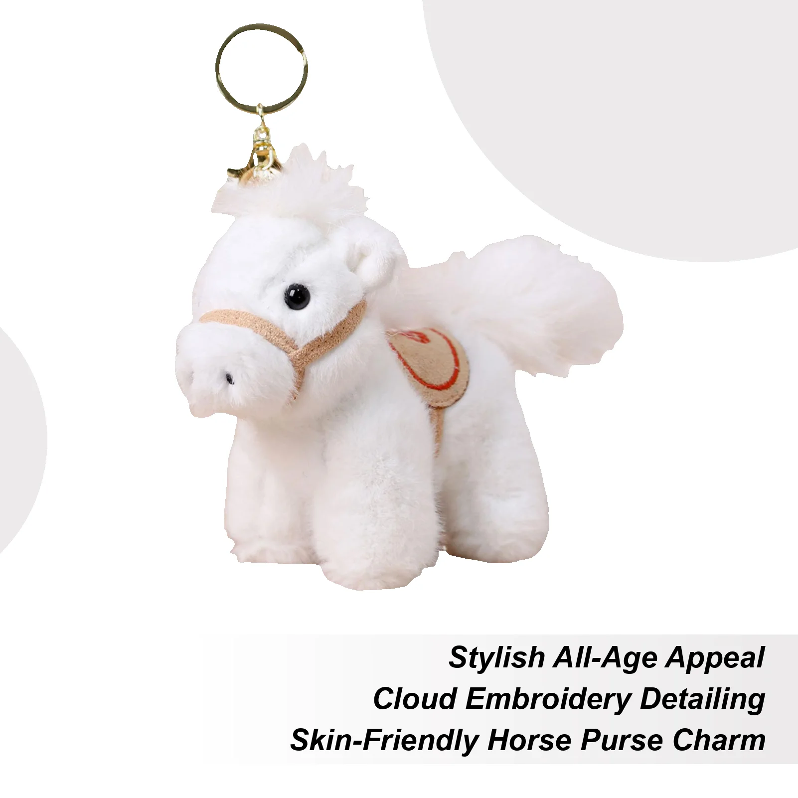 Porte-monnaie cheval breloque dessin animé doux en peluche nuage broderie fournitures 2026 année du cheval porte-clés pour la famille amis collègues
