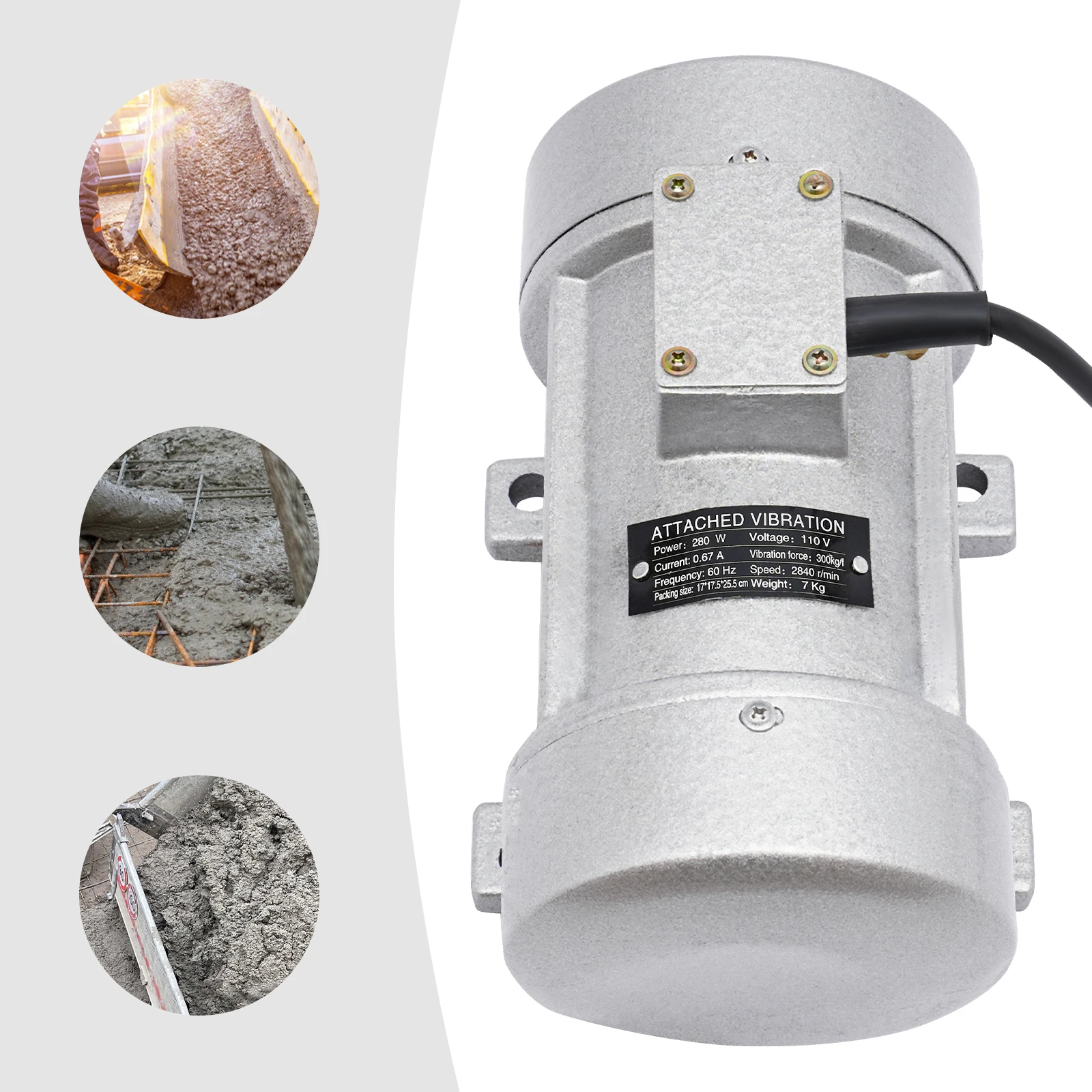 280W Rose Vibrator with High Vibration Force (2942N), 2840 RPM Speed, Easy Installation, Durable Cast Iron Construction for