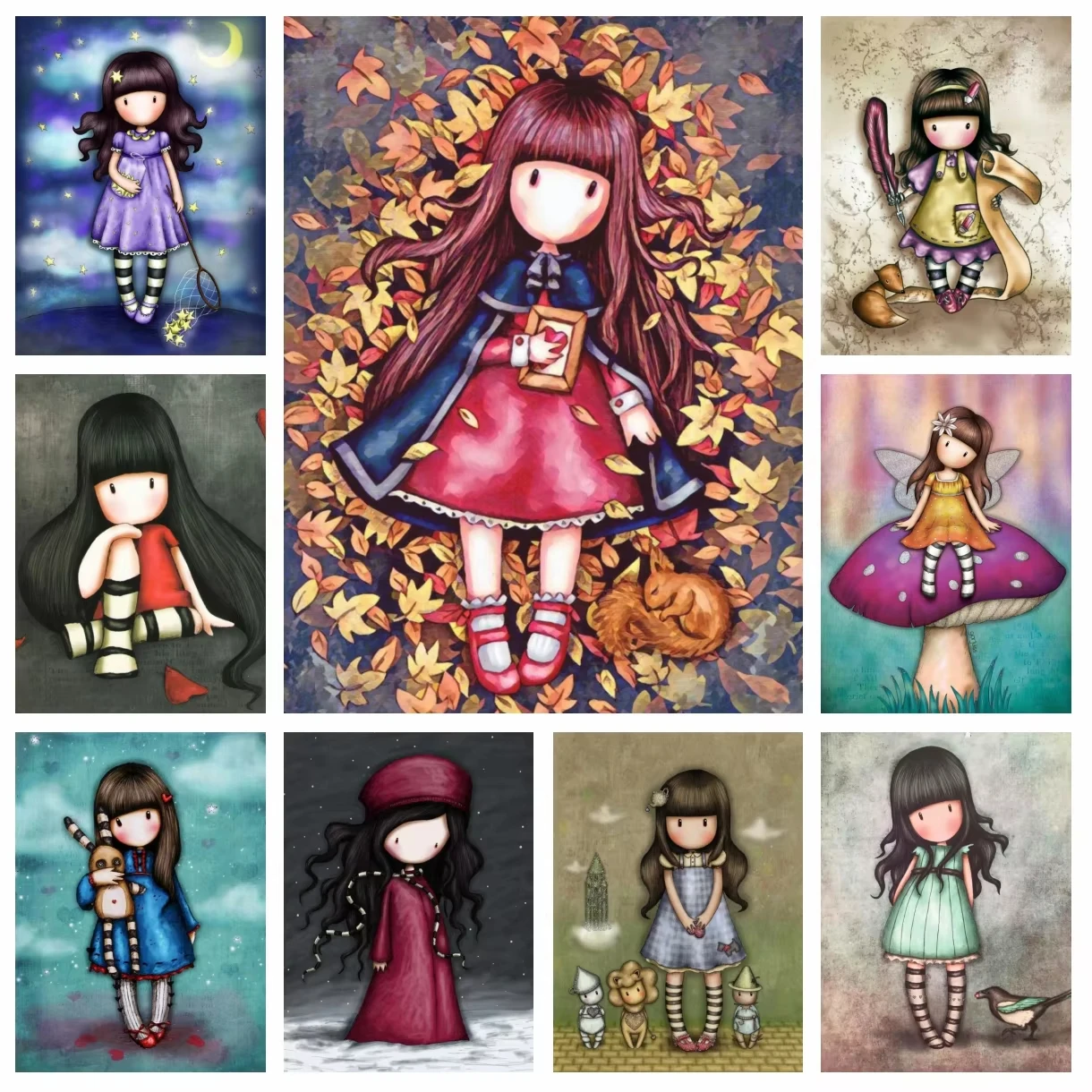 Cartoon-Mädchen Engel Prinzessin Voll-Diamant-Malerei Blumenfee Kunst Kreuzstich-Sets Stickerei-Bild Mosaik Handwerk Heimdekoration