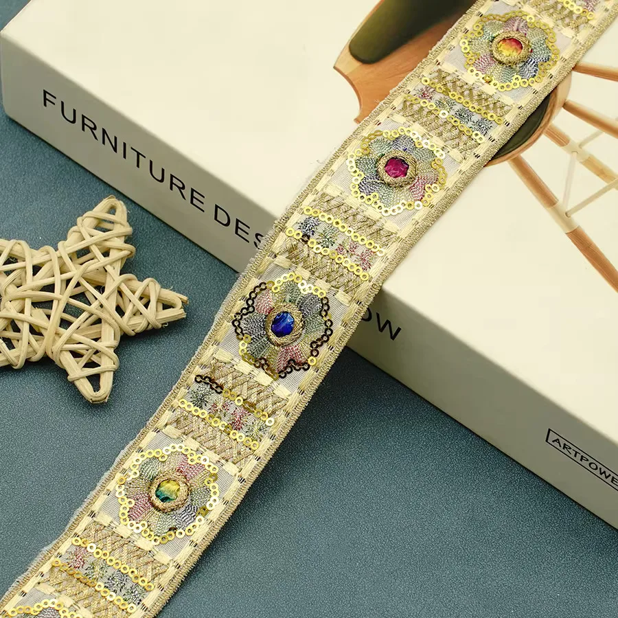 

5 ярдов кружевной ленты в этническом стиле с вышивкой для рукоделия, аксессуары для воротников и манжет, кружевная отделка для одежды ручной работы