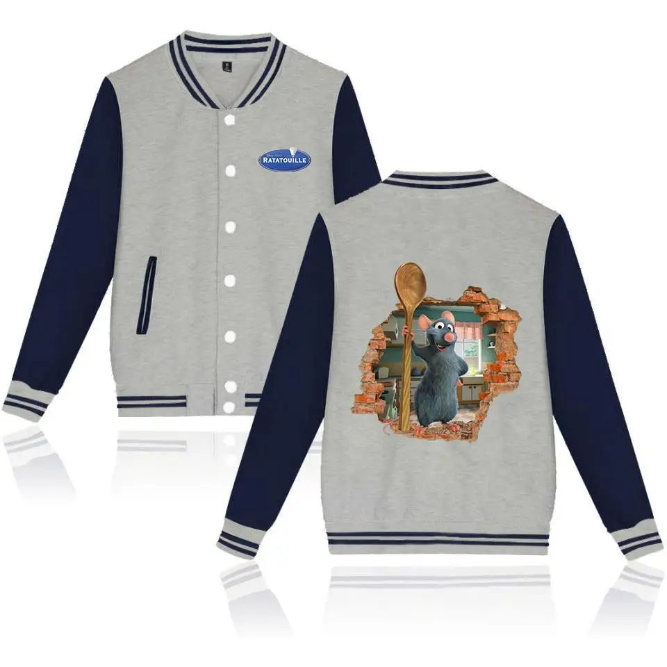 Ratatouille Varsity Baseball Bomber Jacket Men Women Hip Hop Harajuku Jackets Kids Boys Girls Single Coats