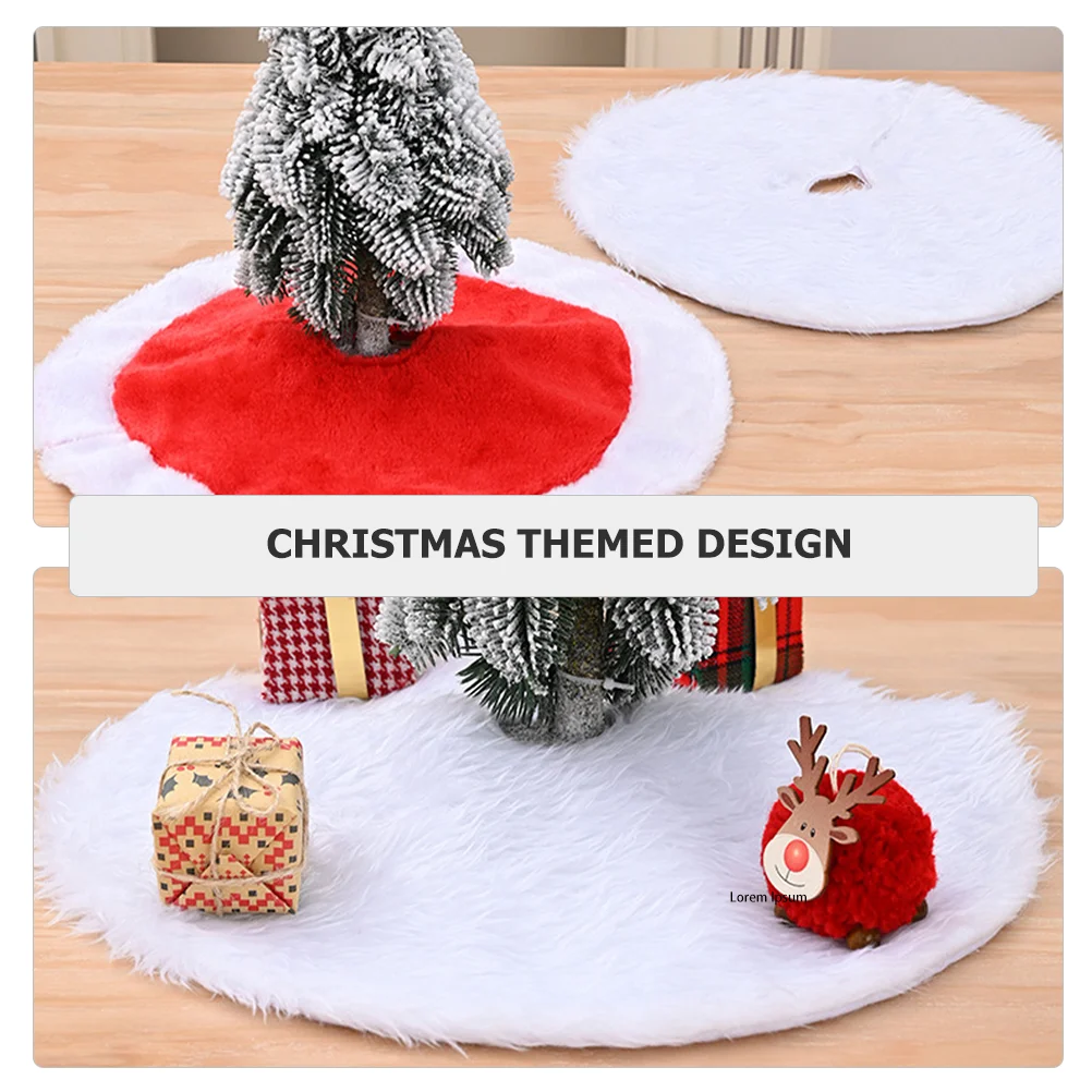 Mini Christmas Tree Skirt Area Rugs Farmhouse Decorate White Fabric under Round