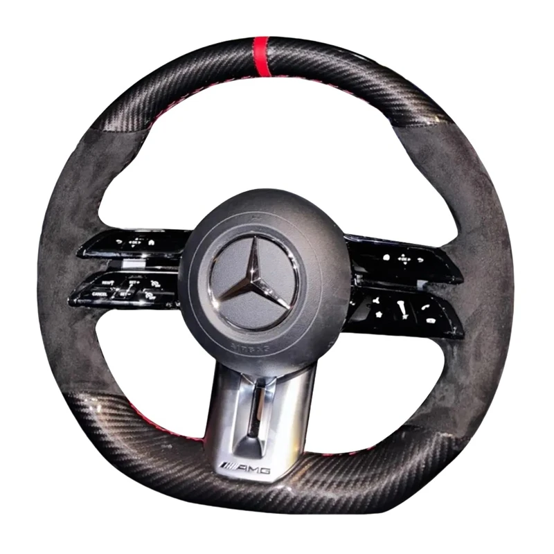 Car Steering Wheel Cover Non-Slip Suede For Mercedes benz AMG GT E63 EQE 43 53 SL43 SL55 SL63 A35 A45 A45S C43 CLS53 E53 2021