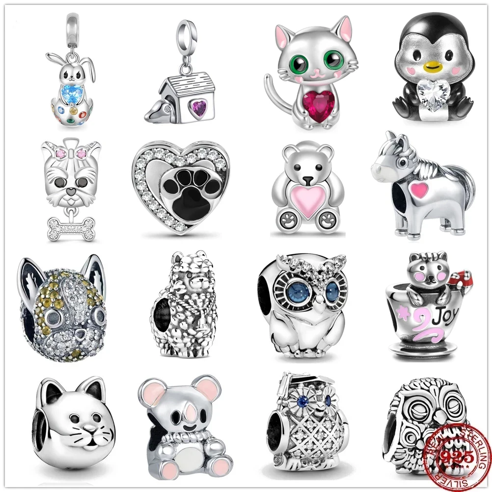 

Hot Sale 925 Sterling Silver Animal Dog Owl Elephant Charm Fit Original Pandora Bracelet Making Fashion DIY Jewelry For Women