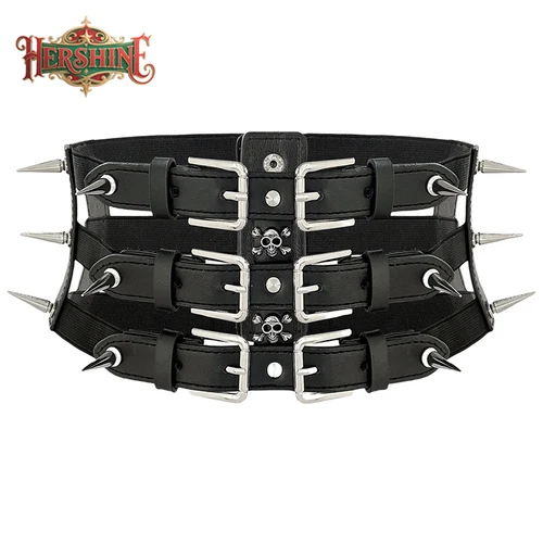 HERSHINE Cinturón de calavera con pinchos a la moda para mujer de 1 pieza, estilo gótico, oscuro y punk Y2K, accesorio Nochebuena/Navidad.