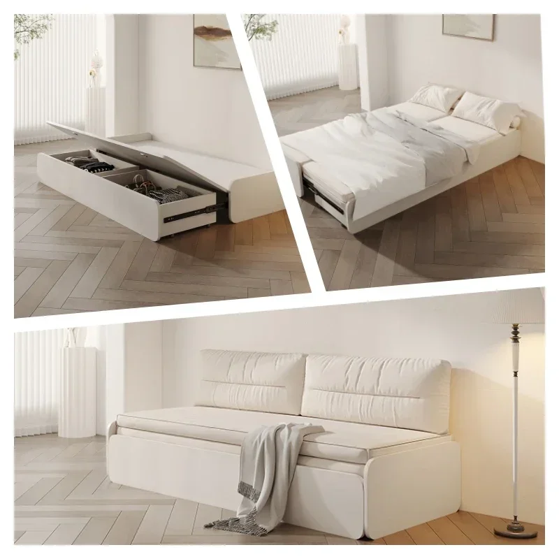 Sofa bed dual-purpose multifunctional cream wind foldable small apartment sofa living room 2024 new model can be used as a bed