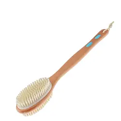 Massage with Long Wooden Handle Back Foot Scrubber Shower Brush Bristle Bath Brush Double Side Head Body Exfoliating Cleaner