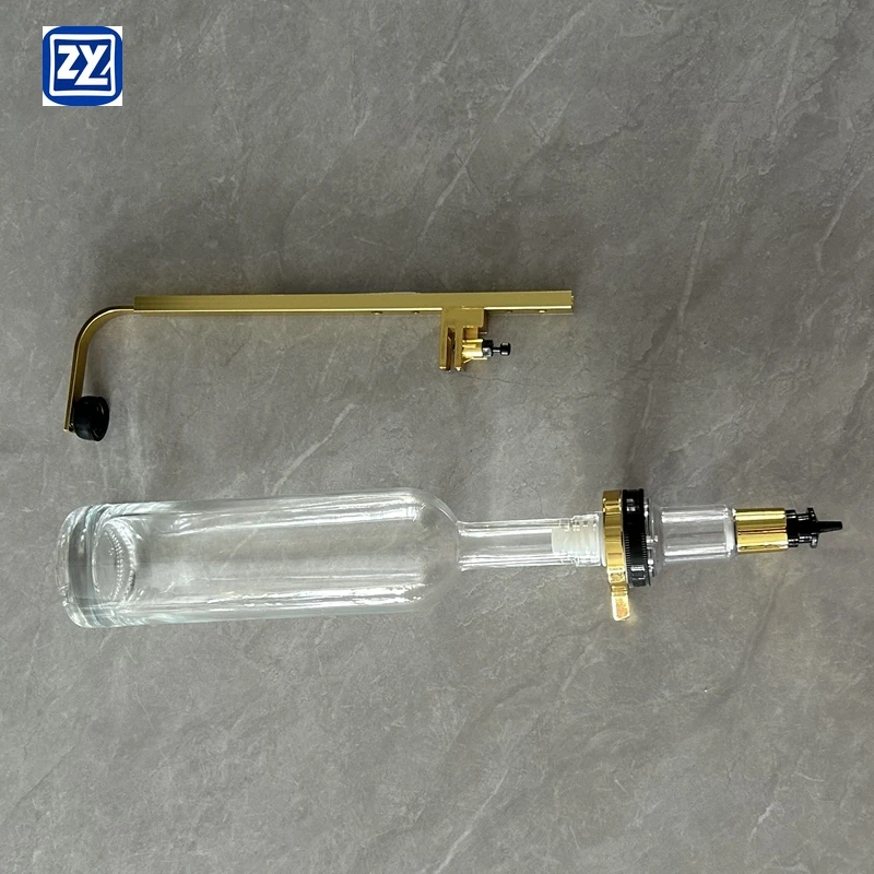 Golden Wall Mounted 500ml Glass Bottle Single Head Perfume Bar Dispenser Glass Bottle Dispenser