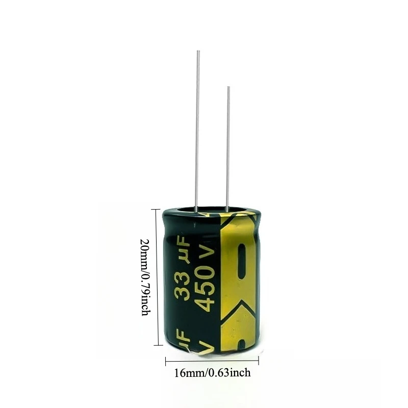 

20pcs 450V 33uF Electrolytic Capacitor Black Gold High Frequency Low ESR Long Life Green Gold 16x20mm for Power Supply