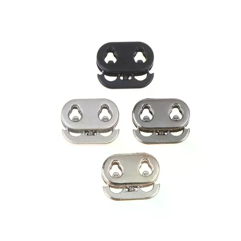 10Pcs 2 Hole Shock Cord Rope Stopper Alloy Spring Buckles Metal Cord Lock For Clothes Replacement Hoodie Shoes Bag Crafts