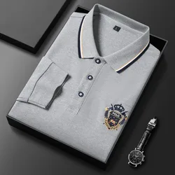 Polo de manga larga para hombre, camiseta informal con bordado, versátil, transpirable, a la moda, novedad de 2023