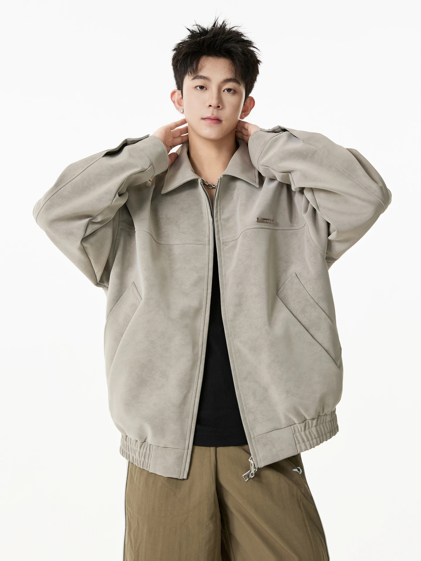 

American Retro PU Leather Lapel Jacket Men's and Women's Autumn Trendy Brand Couple Loose Versatile Motorcycle Jacket