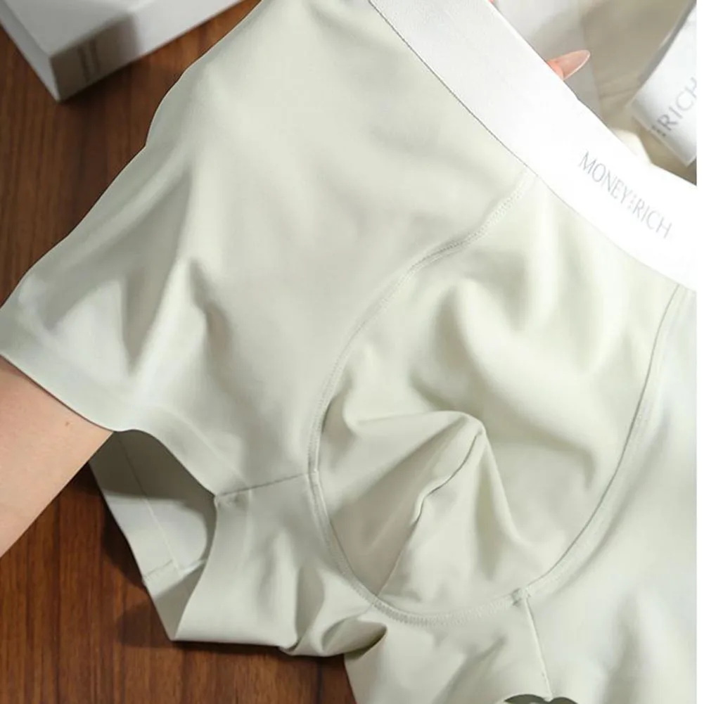 الرجال الحرير الجليد سلس ملابس داخلية جيدة التهوية الملاكم السراويل جذوع لينة بسط الحقيبة السروال لراحة اليومية #4