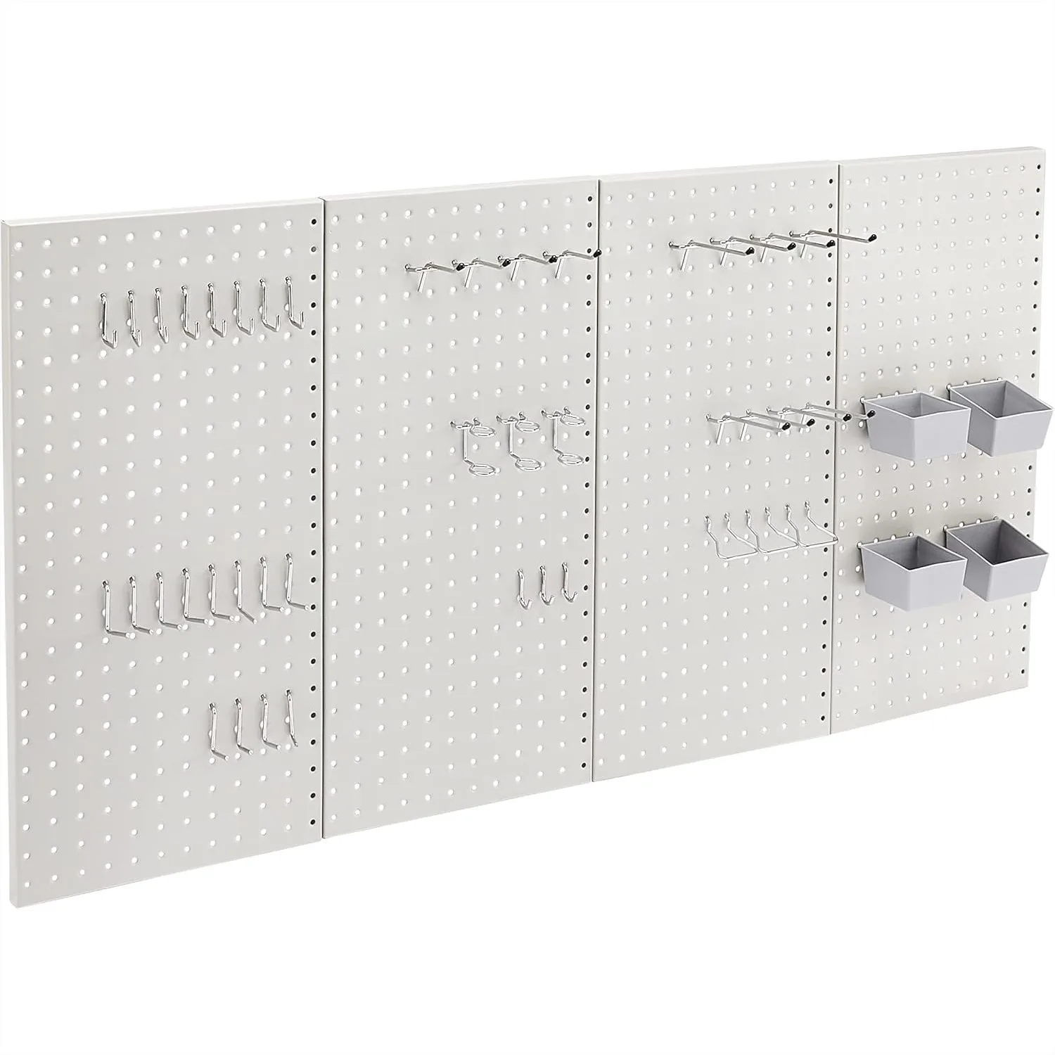 

48-Piece Rectangular Metal Pegboard Wall Organizer Kit for Tool Storage, Rust Resistant, Gray