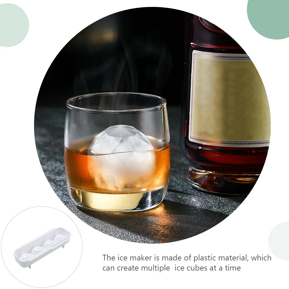 

2Pcs Ice Grid Maker Plastic Mold Spherical Balls Non Alcoholic Beverages Water Coffee Easy Clean Reusable Kitchen Ice Mold