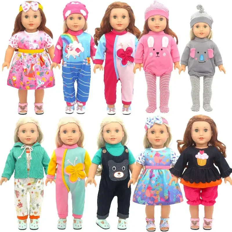 18 Inch Girl Doll Outfit Pink Bunny Bow Dress Baby Doll Clothes Baby Girl Gifts