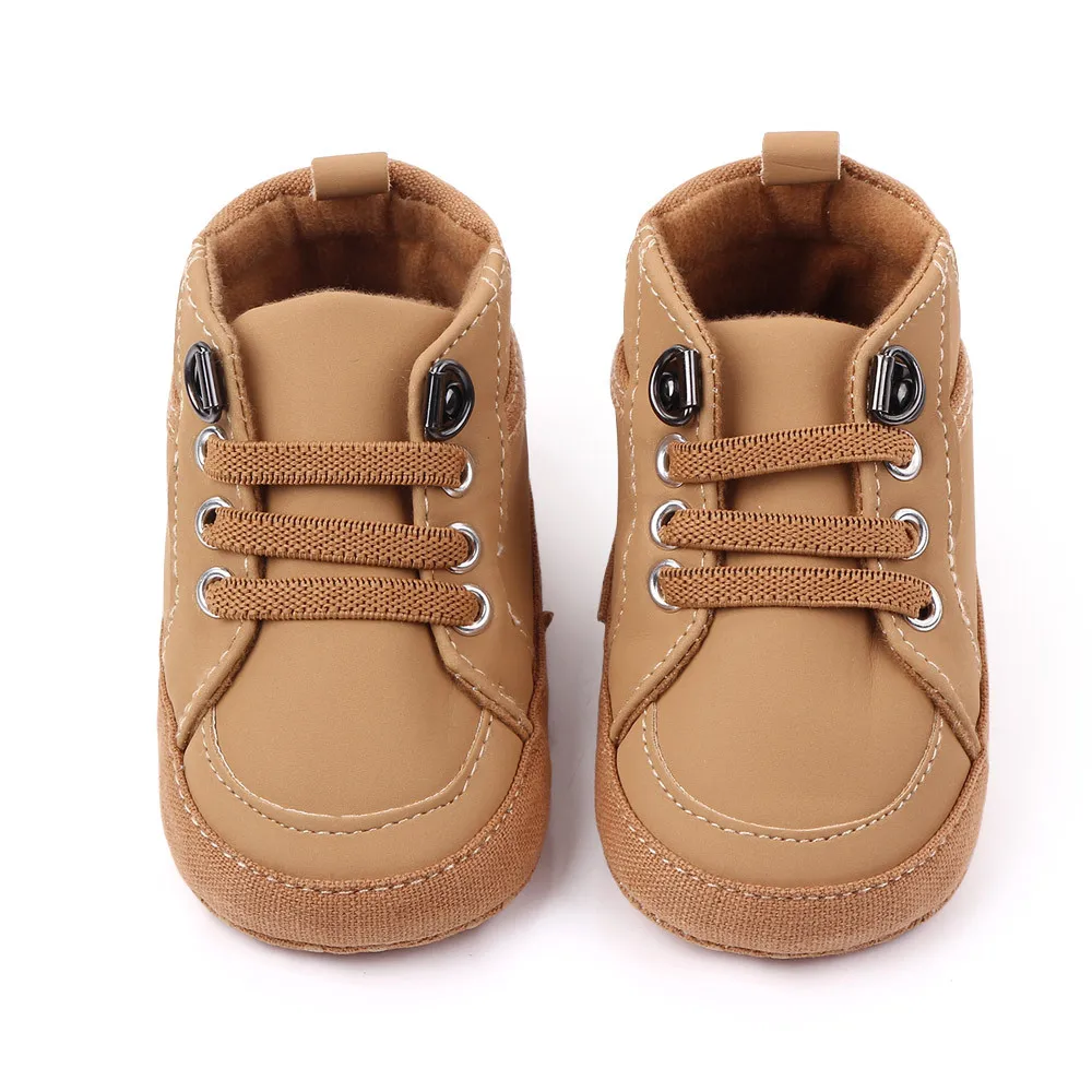 Newborn 0-18M Baby Shoes Boy PU Leather Toddler Children Barefoot Shoes Soft Sole Casual Outdoor Kids Tennis Fashion Sneakers