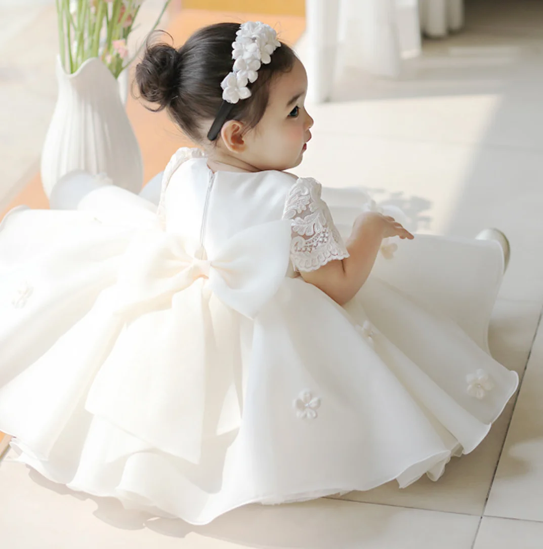 Party Dresses For Girl Flower Princess First Birthday Baby Girls Dress Baptism White Wedding Kids Dresses For Girl Toddler Gowns