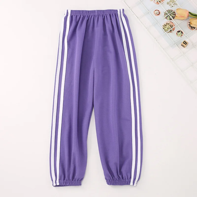 Summer Baby Girls Clothes Children Boy Candy Color Side Stripe Patchwork Pants Kid Casual Jogging Sports Bottom Tracksuits