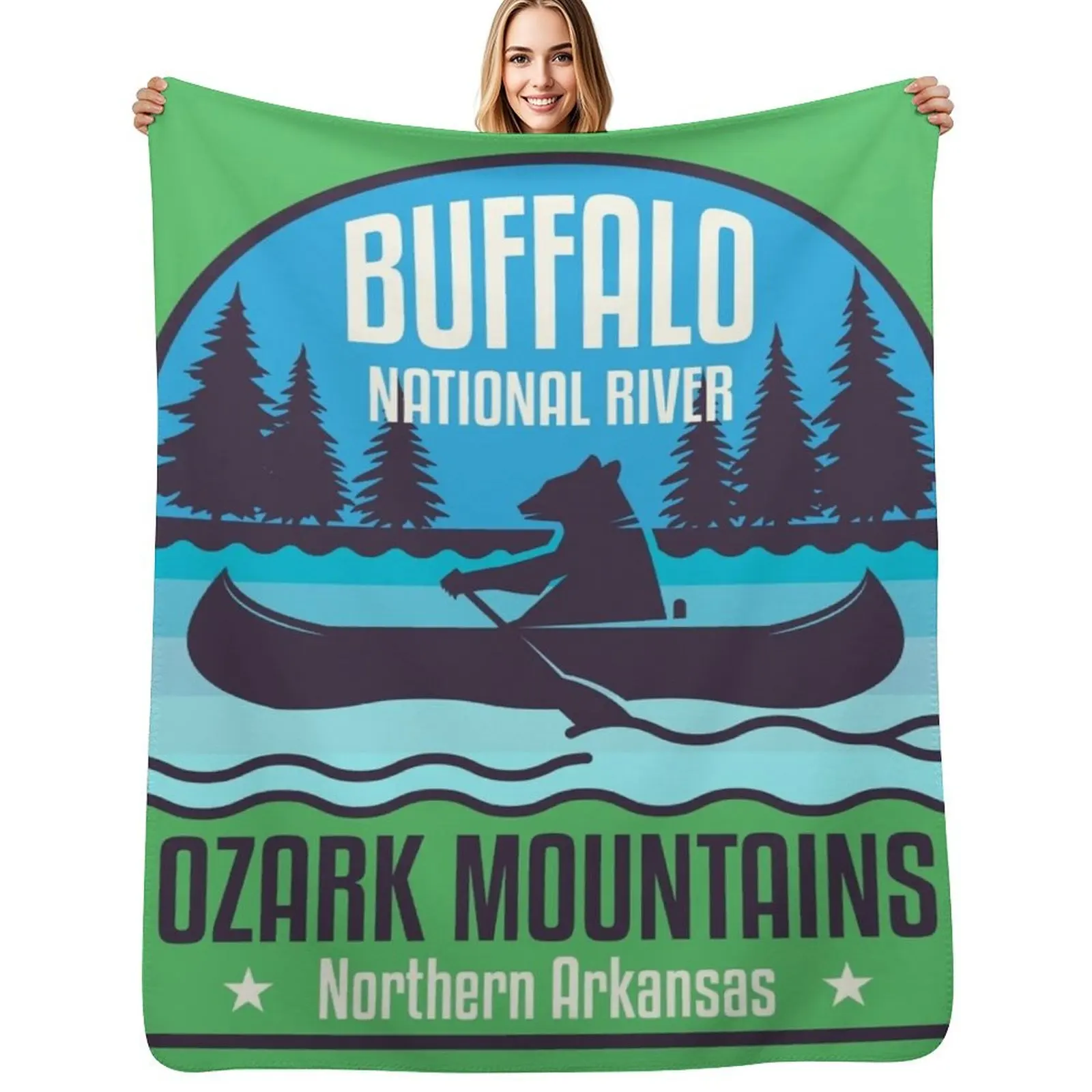 Buffalo National River Throw Blanket Plush Fuzzy Cozy Blanket for Couch Sofa