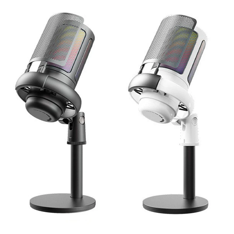 

Computer Recording Microphone RGB Lighting Capacitor Microphone Gaming Microphone White