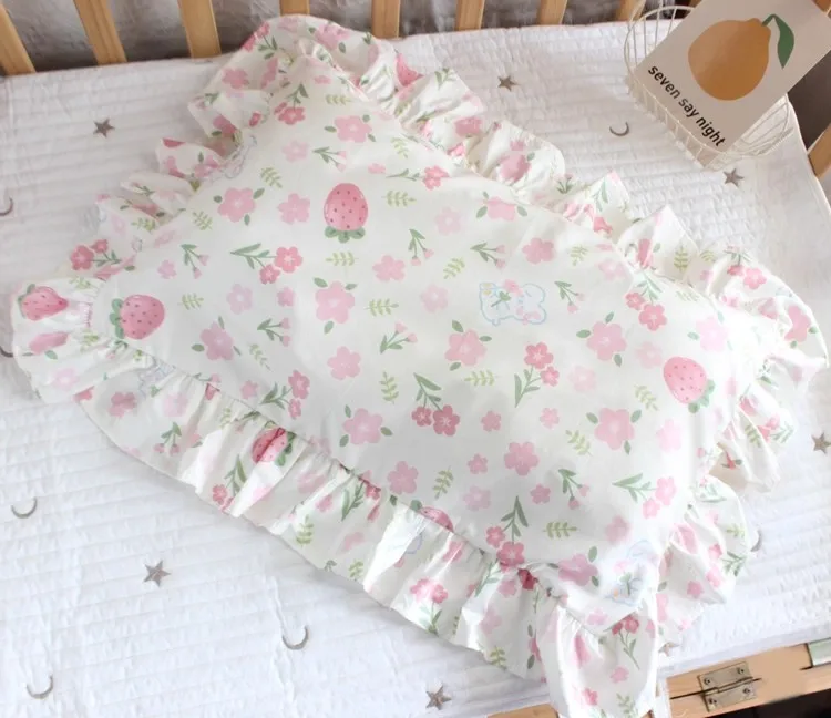 

100% Cotton INS White Flower Lotus Leaf Lace Pillowcase 48X74cm Soft And Breathable Single Pillow Case Cushion Cover Decor