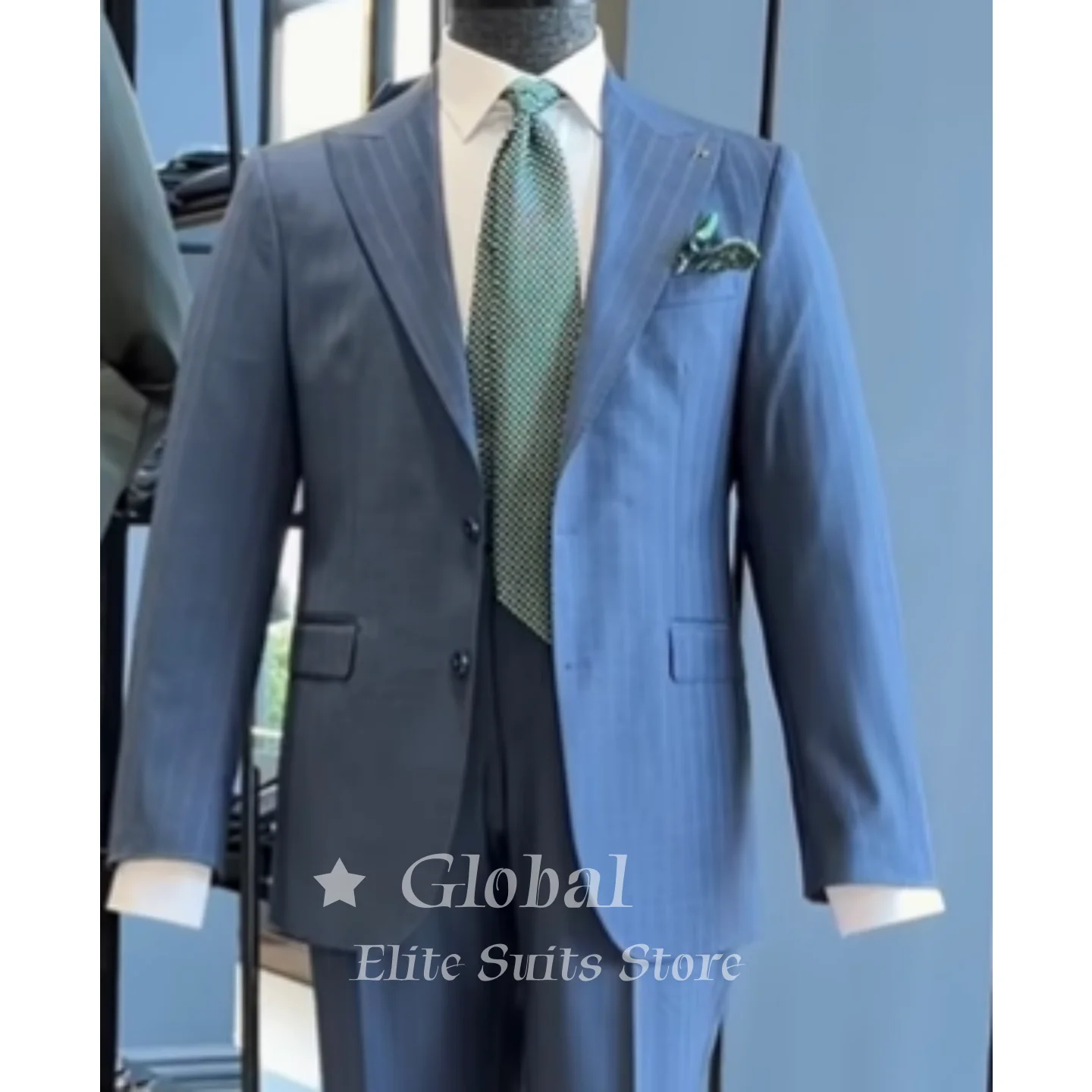 Men'S Vintage Formal Wear - Conjunto de Terno Masculino Vintage Azul