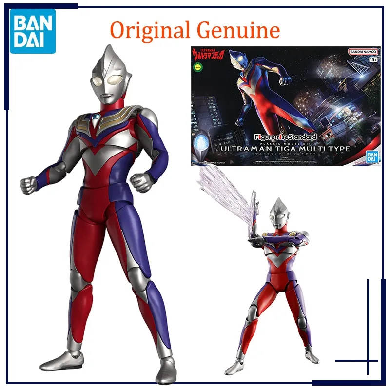 Original Genuine Bandai Anime ULTRAMAN TIGA MULTI TYPE FRS Assembly Model Toys Action Figure Gifts Collectible Ornaments Kid Boy