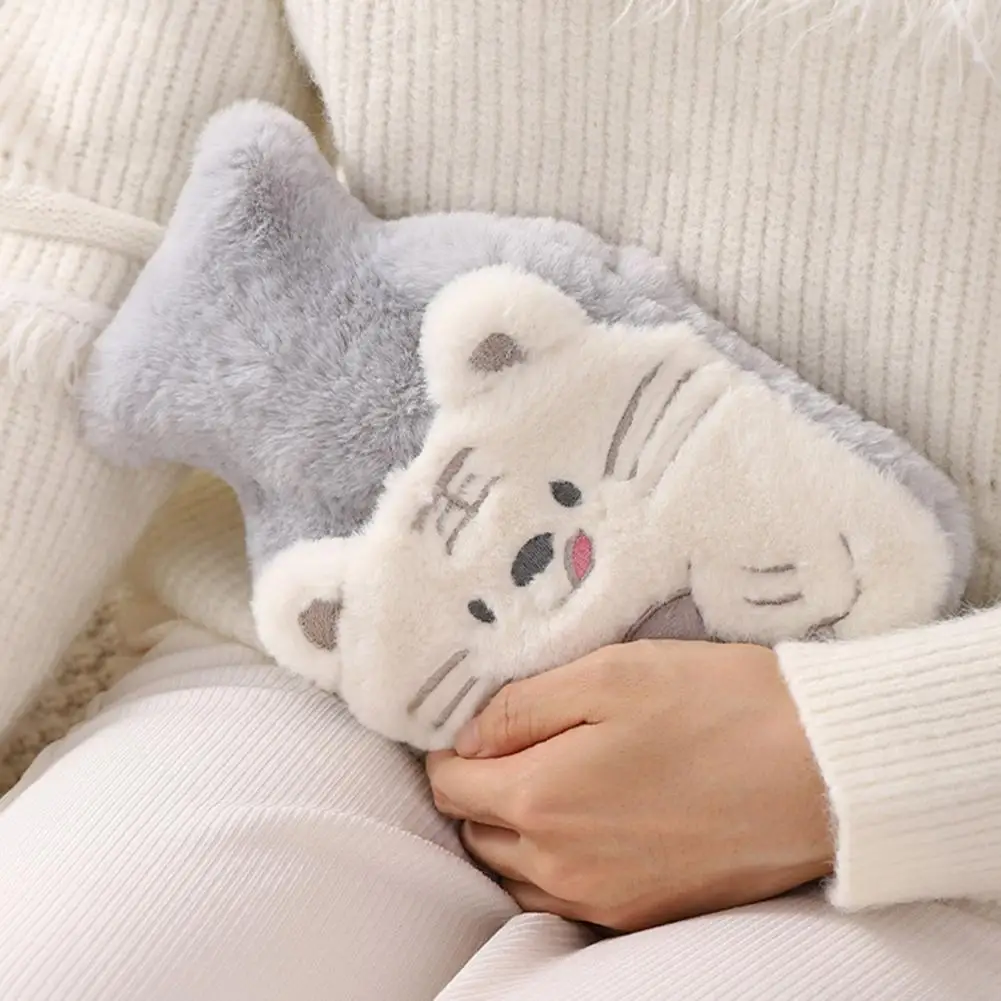 Reusable Winter Warm Heat Hand Warmer Rubber Stress Pain Relief Therapy Hot Water Bottle Bag with Knitted Soft Rabbit Cozy Cover