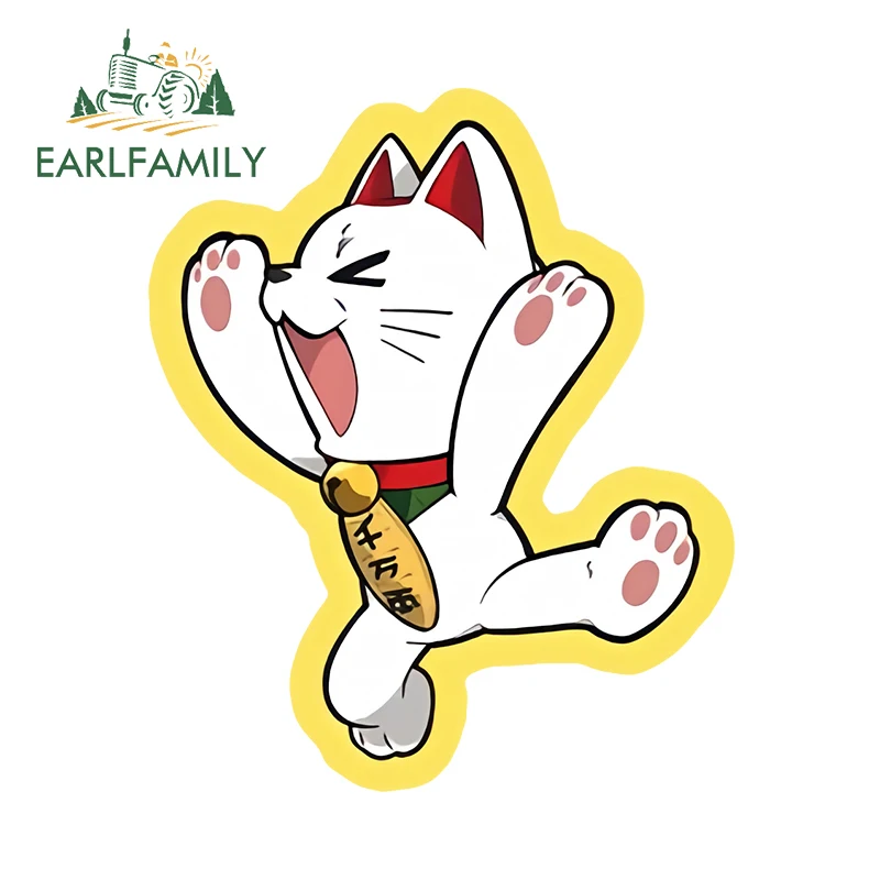 EARLFAMILY Funny Turbo Granny Car Stickers Creativite Anime Cat Laptop Refrigerators Decals Sunscreen Racing Accessories