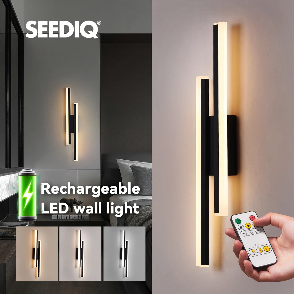 Battery Operated Wall Light Sconces 4400mAH with Remote Control Interior Wall Sconce Rechargeable Dimming Black Wall Lamp