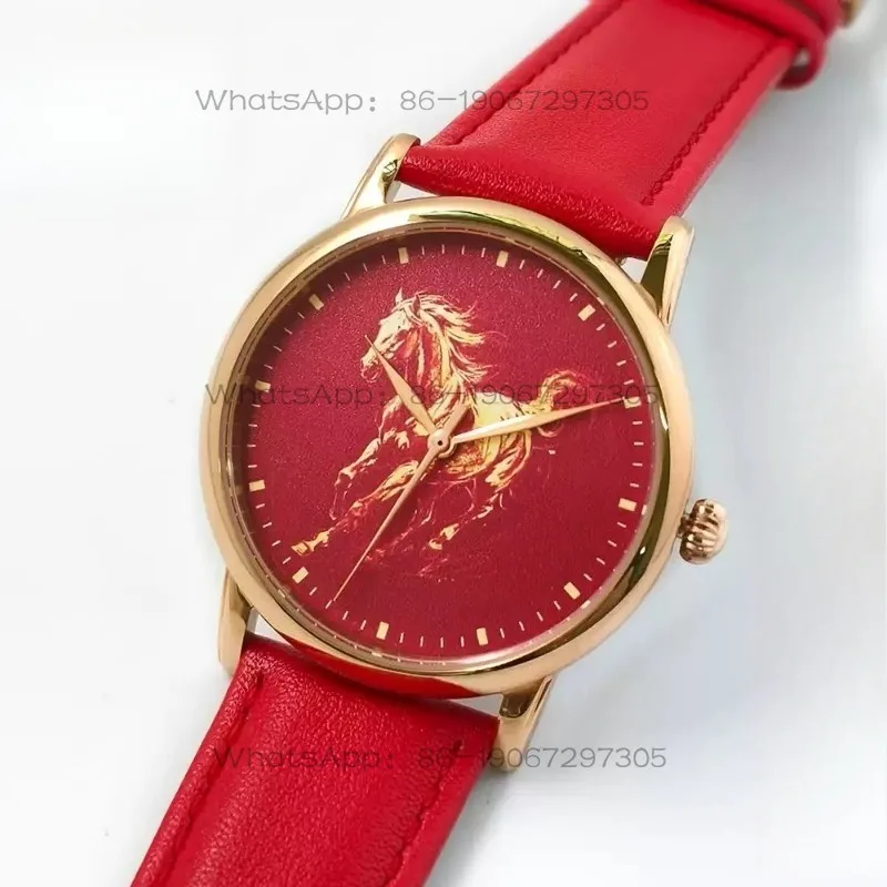 Chinese red golden horse natal year zodiac new Chinese style red couple gift watch men and women