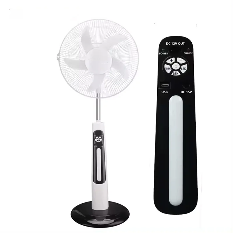 16-Inch Household Tower & Pedestal Fans Solar Charging Emergency 12V Vertical Fan with Light
