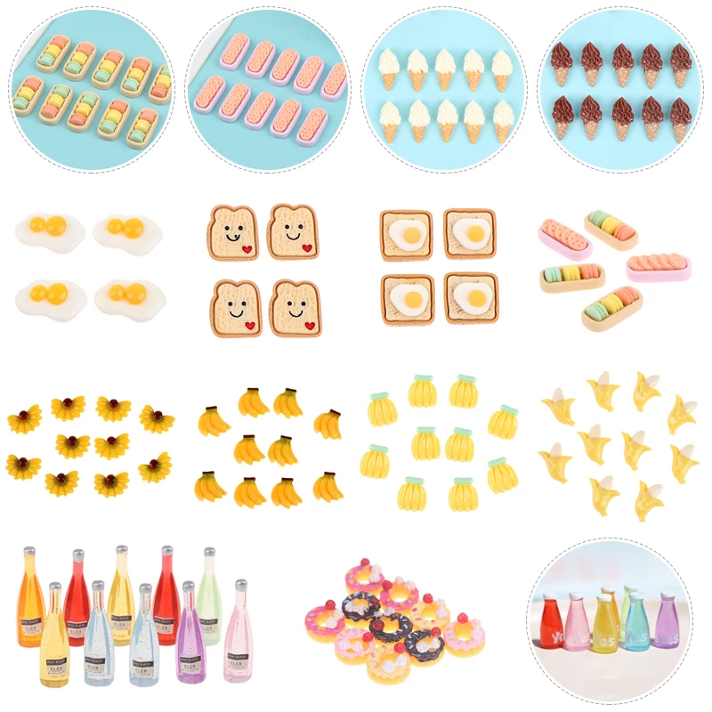 10pcs Miniature Macaroon Food Dessert Biscuit Snack Dessert Toy Doll House Supermarket Mini Dollhouse Kitchen Decor Collect Gift