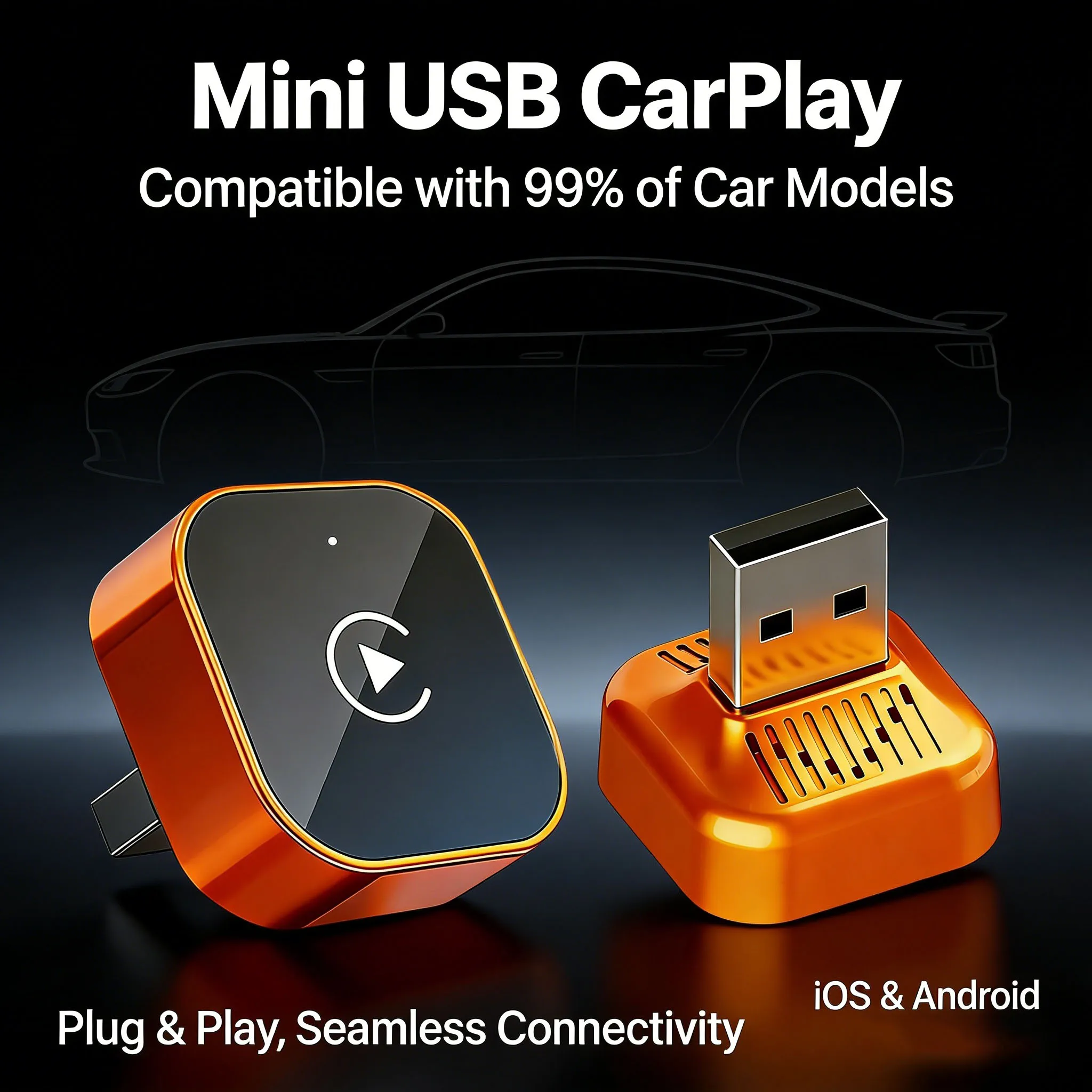 

This advanced 2-in-1 Smart Car Box combines a voice-controlled ambient light system with a powerful Android Auto & CarPlay