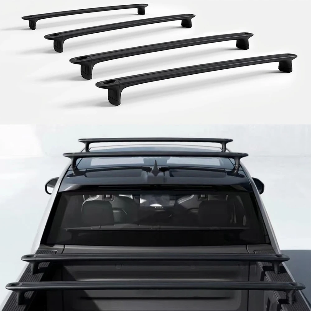 4PCS Black Aluminum Lockable Roof Rack Cross Bars For Rivian R1T 2022 2023 2024 2025 2026 Cargo Carrier Crossbars