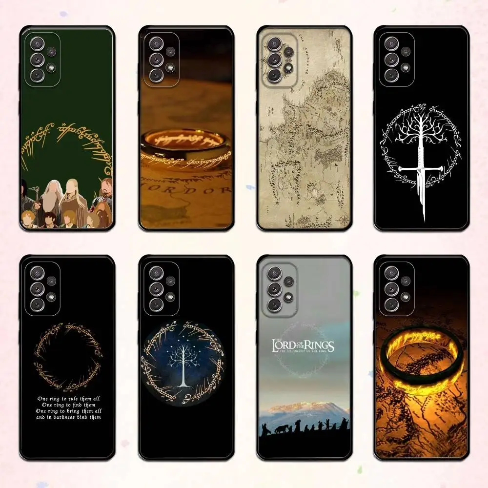 L-Senhor dos R-Rings Mapa Logotipo Capa de telefone para Samsung S 25,24,23,22,30,21,10,9,Ultra,Plus,Lite,FE,4,5 G Capa preta macia