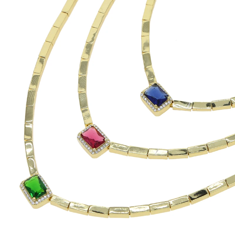 Red Blue Green Heart Charm 3mm 5A CZ Tennis Chain High Quality Iced Out Bling Women Choker Necklace