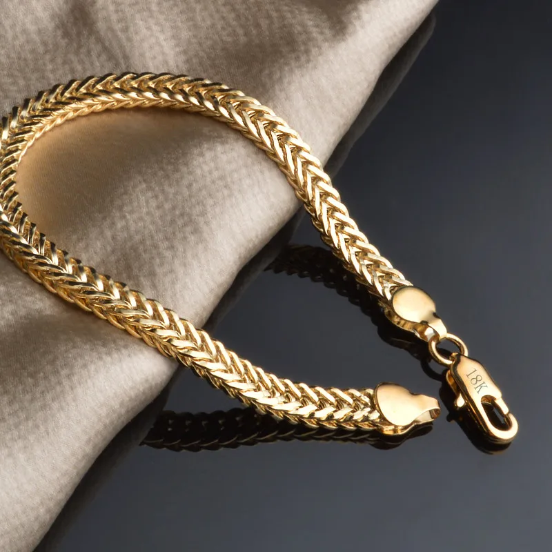 Classic Shiny 18k Gold Snake Chain Bracelet Male Female Jewelry For Daily Party Travel Best popular Fast Shipping