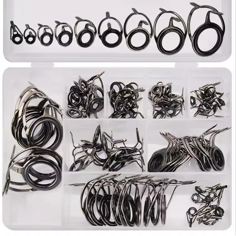 WEIHE 75PCS Accessories High Carbon Ceramic Double Legs Fishing Rod Eye Guides Combo view 3