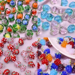 Colorful 10pcs Glass Strawberry Persimmon Grapes Beads Spacer Charms Fruit Beads Earring Accessories Glass DIY Jewelry Bracelets