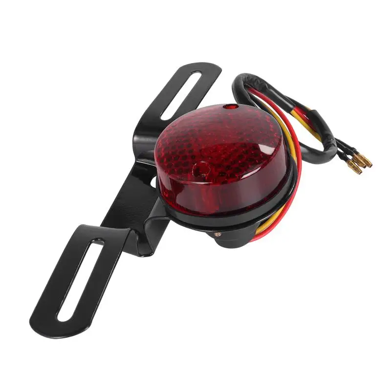

Vintage Motorcycle Tail Light LED Rear Brake Lamp 12V with License Plate Bracket Modified Custom for Cruiser Dirt Bike