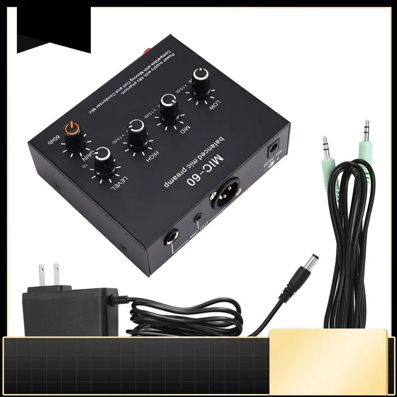 

XLR Interface Balanced 3-Band Equalizer Microphone Preamp 60Db Gain Mic Pre Amp For Dynamic And Condenser Microphones-N33R