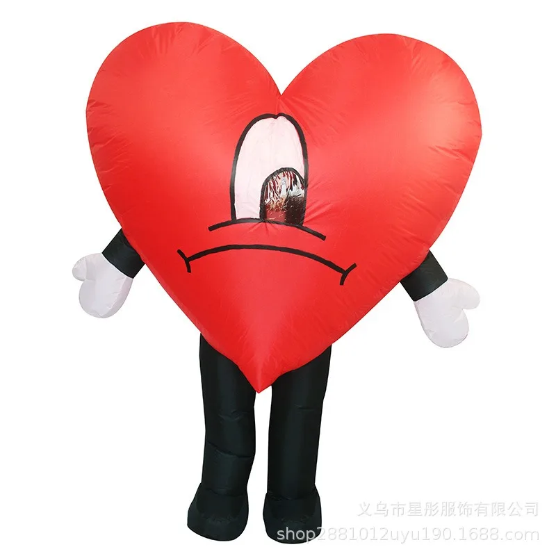 

Adult Cute Love Inflatable Clothes Red Suit Mascot Costume Stage Performance Set Valentines Christmas Party Cosplay Fancy Dress