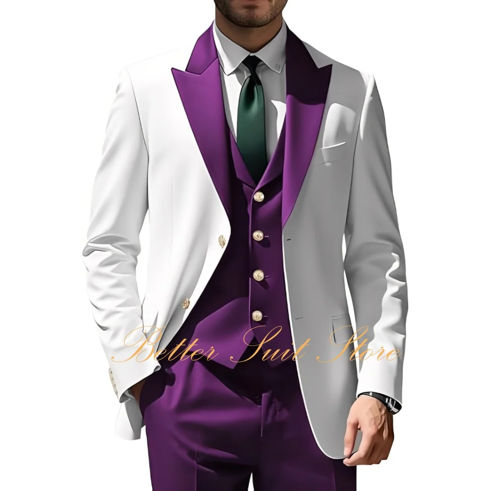 Formal Men's Tuxedo 3 Piece Suit Set Slim Fit Peak Lapel Suits for Men Business Wedding Prom Suits