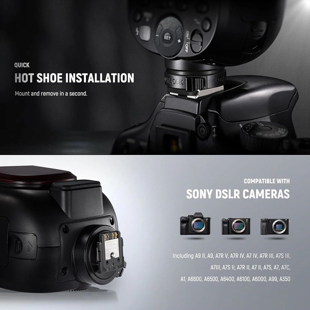 Mcoplus TTL HSS 1/8000s Flash Speedlite para Sony A7III A7IV A7R A7S A7II A7III A7RIII A7RIV A6400 A6300 A6700 ZV1 ZV-E10 A9 A7