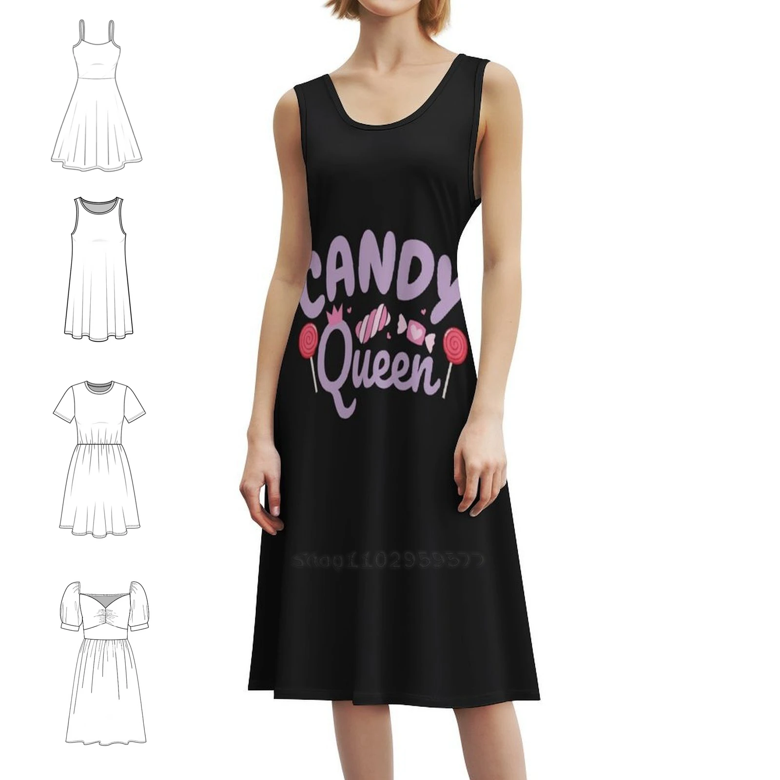 

Candy Queen Women's Hip Hop Streetwear Dress Graphic Print Party Club Wear Candy Queen Sweet Candy Lover Sweets Women's Dress